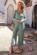Half Button Long Sleeve Wide Leg Jumpsuit Trendsi