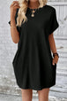 Pocketed Round Neck Short Sleeve Dress -BazaarBey - www.shopbazaarbey.com
