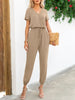 BazaarBey Short Sleeve V-Neck Jumpsuit with Pockets 