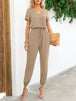 BazaarBey Short Sleeve V-Neck Jumpsuit with Pockets 