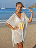 Openwork Flower V-Neck Short Sleeve Cover Up Trendsi
