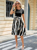 Printed Tie Waist Short Sleeve Dress -BazaarBey - www.shopbazaarbey.com