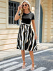 Printed Tie Waist Short Sleeve Dress -BazaarBey - www.shopbazaarbey.com