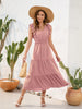 Tiered Ruffled V-Neck Cap Sleeve Dress -BazaarBey - www.shopbazaarbey.com