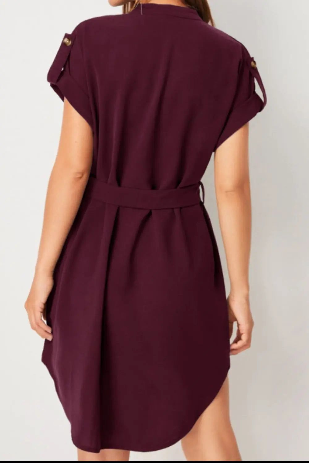 Tied Notched Short Sleeve Dress -BazaarBey - www.shopbazaarbey.com