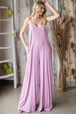 BazaarBey Veveret Pocketed Spaghetti Strap V-Neck Wide Leg Jumpsuit 