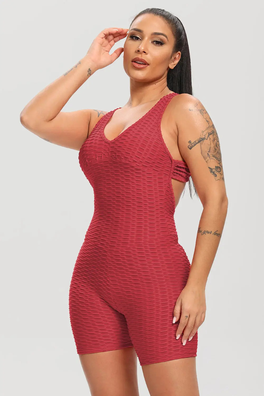  Wide Strap Active Romper Trendsi