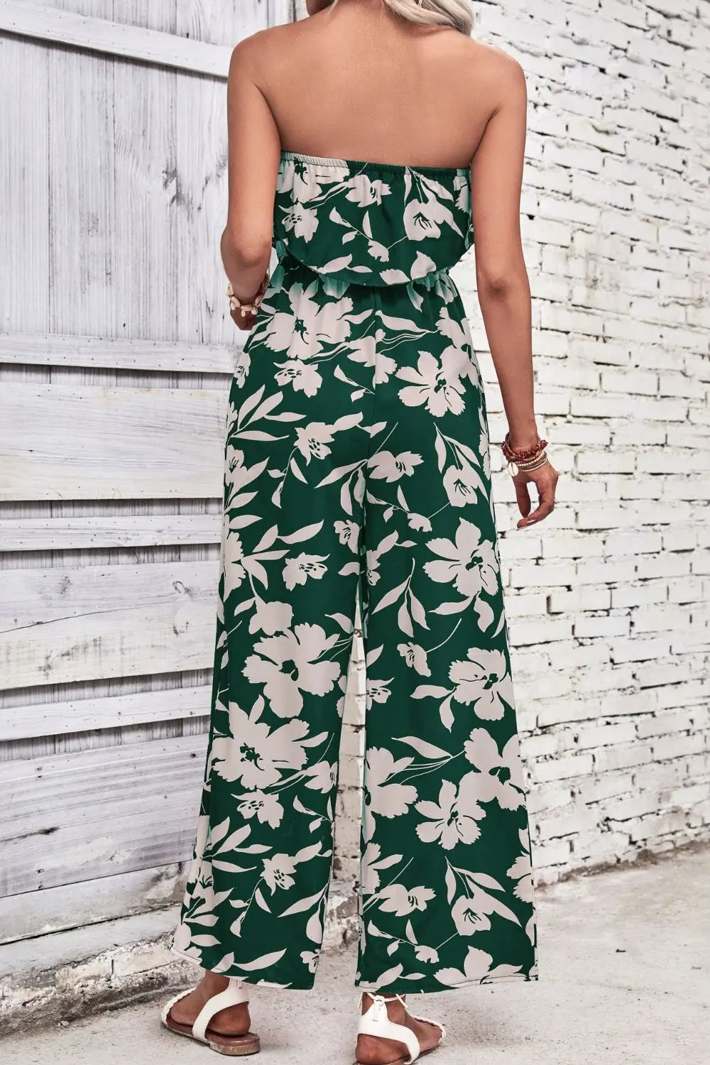 Floral Strapless Wide Leg Jumpsuit Trendsi