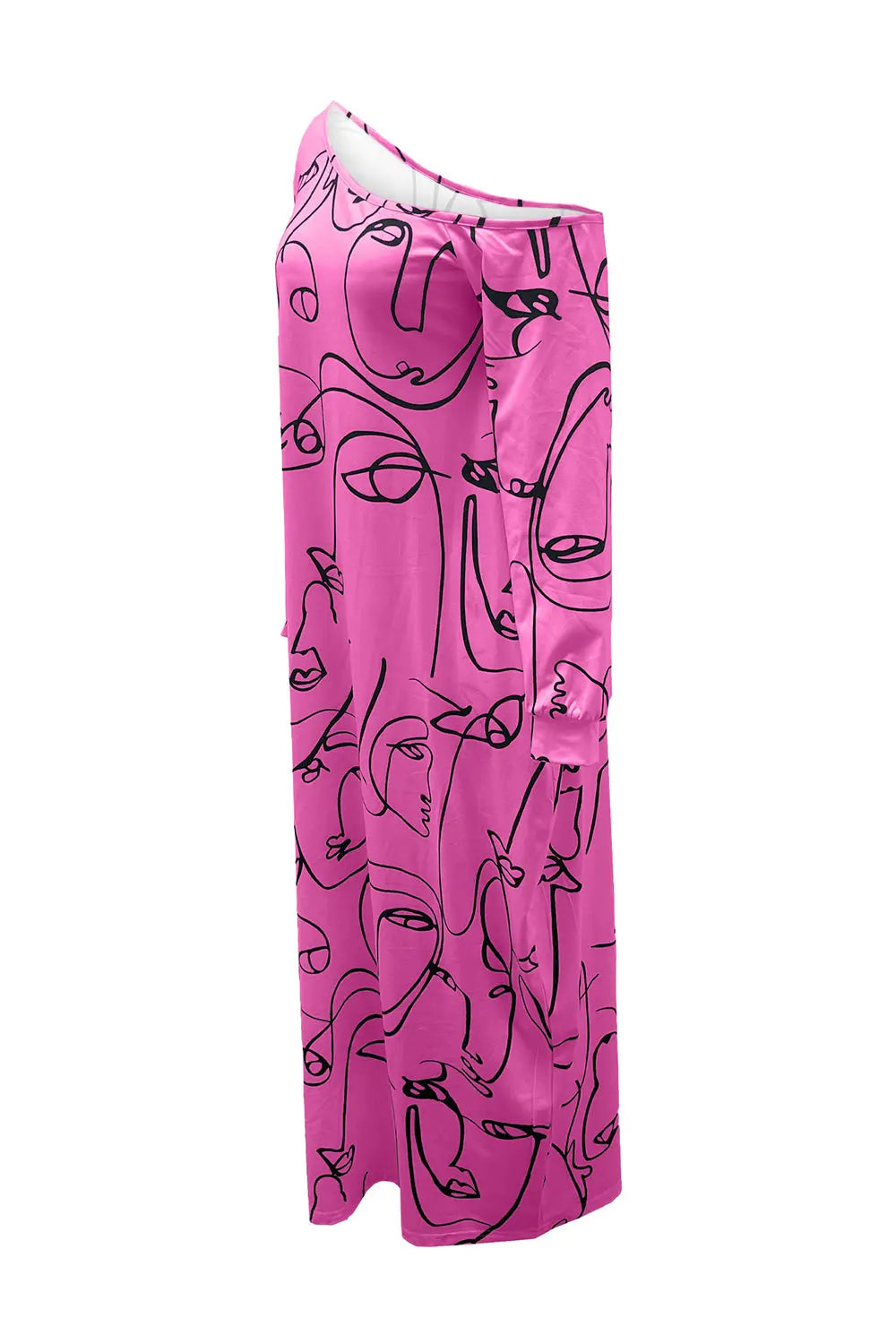 Printed Single Shoulder Lantern Sleeve Maxi Dress -BazaarBey - www.shopbazaarbey.com