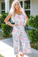 Floral Spaghetti Strap Scoop Neck Jumpsuit Trendsi