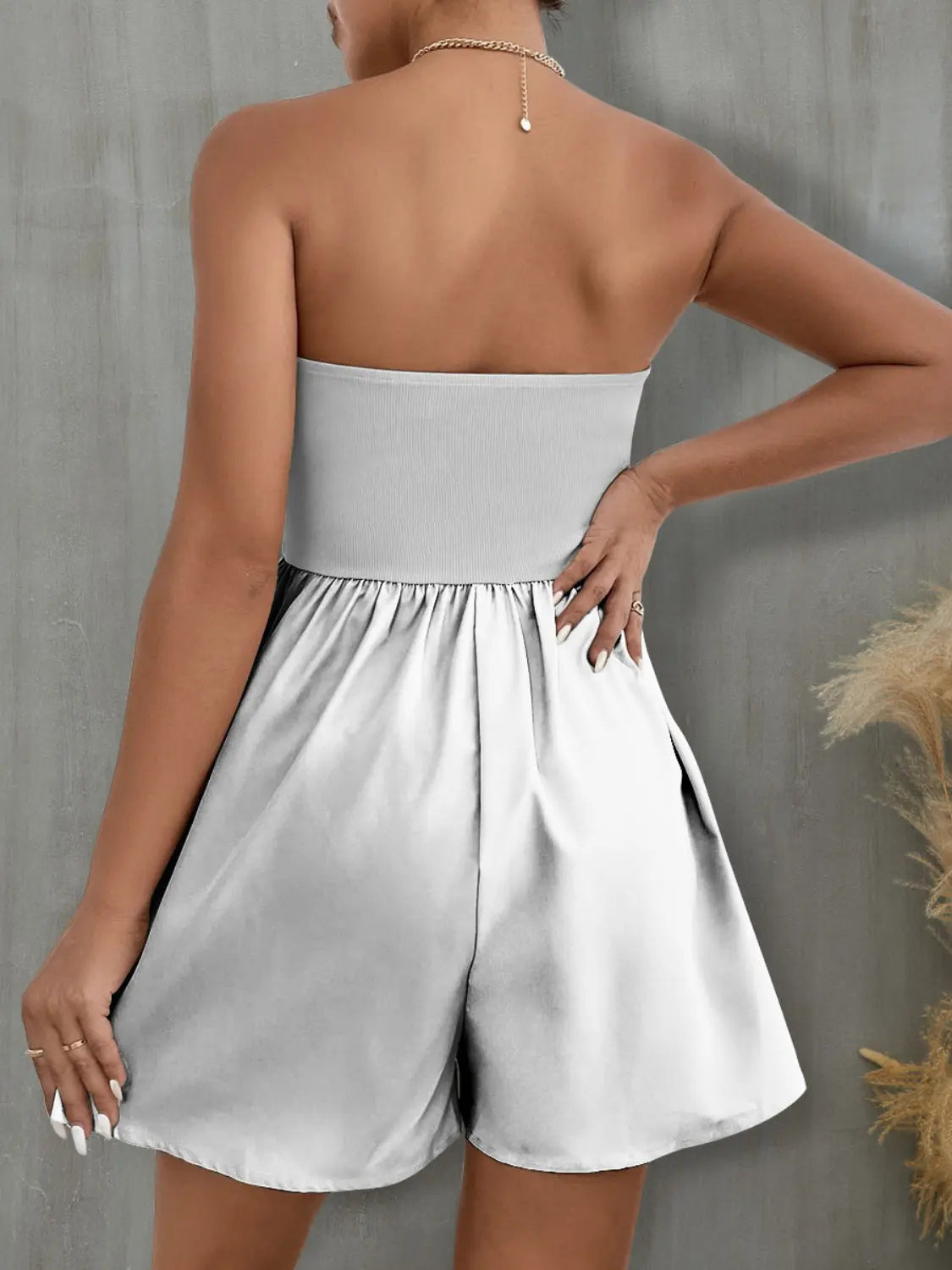 Pocketed Tube Wide Leg Romper Trendsi