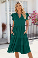 Ruched Notched Cap Sleeve Dress -BazaarBey - www.shopbazaarbey.com