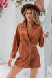 Lapel Collar Long Sleeve Romper Trendsi