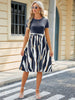 Printed Tie Waist Short Sleeve Dress -BazaarBey - www.shopbazaarbey.com