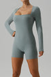 Square Neck Long Sleeve Active Romper Trendsi