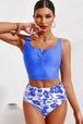 Half Snap Square Neck Tankini Set Trendsi