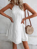 Eyelet Grecian Neck Mini Dress Bazaarbey