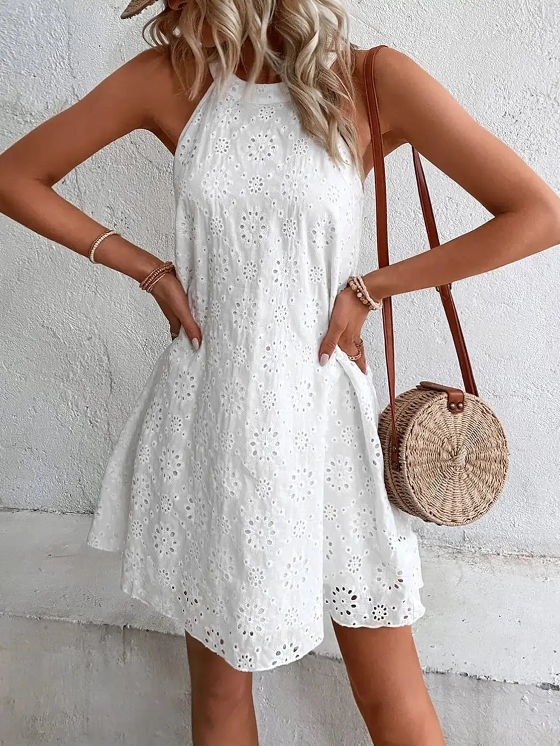   Neck Mini Dress -BazaarBey - www.shopbazaarbey.com