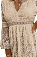 Lace V-Neck Three-Quarter Sleeve Dress -BazaarBey - www.shopbazaarbey.com