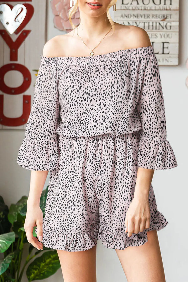 Printed  Ruffled Romper Trendsi