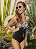 Printed V-Neck Sleeveless One-Piece Swimsuit Trendsi