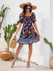 Printed Square Neck Short Sleeve Dress -BazaarBey - www.shopbazaarbey.com