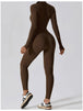 Zip Up Mock Neck Long Sleeve Jumpsuit Trendsi
