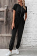 Zip-Up Short Sleeve Hooded Jumpsuit with Pockets Trendsi