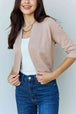  My Favorite  3/4 Sleeve Cropped Cardigan in Khaki Bazaarbey