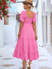 Tiered Smocked Short Sleeve Dress -BazaarBey - www.shopbazaarbey.com