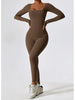 Square Neck Long Sleeve Sports Jumpsuit Trendsi