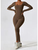 Square Neck Long Sleeve Sports Jumpsuit Trendsi