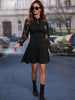 Lace Tie Neck Flounce Sleeve Dress -BazaarBey - www.shopbazaarbey.com