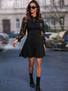 Lace Tie Neck Flounce Sleeve Dress -BazaarBey - www.shopbazaarbey.com