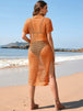 Slit Openwork  Short Sleeve Cover-Up Trendsi