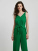  Tie Front Sleeveless Jumpsuit Trendsi