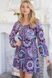  Printed Long Sleeve Mini Dress with Short Liner -BazaarBey - www.shopbazaarbey.com