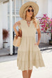 Ruched Notched Cap Sleeve Dress -BazaarBey - www.shopbazaarbey.com
