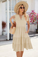 Ruched Notched Cap Sleeve Dress -BazaarBey - www.shopbazaarbey.com