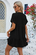 Ruched Tiered V-Neck Short Sleeve Mini Dress -BazaarBey - www.shopbazaarbey.com