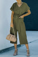 BazaarBey Tie-Waist Buttoned Cropped Jumpsuit 
