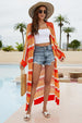 Striped Open Front Side Slit Duster Cover Up Trendsi