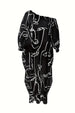 Printed Single Shoulder Lantern Sleeve Maxi Dress -BazaarBey - www.shopbazaarbey.com