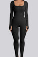 Square Neck Long Sleeve Active Jumpsuit Trendsi