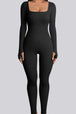 Square Neck Long Sleeve Active Jumpsuit Trendsi