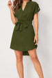 Tied Notched Short Sleeve Dress -BazaarBey - www.shopbazaarbey.com