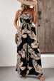 Printed Strapless Wide Leg Jumpsuit with Pockets Trendsi