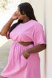  Summer Field Full Size Cutout T-Shirt Dress in Carnation Pink -BazaarBey - www.shopbazaarbey.com