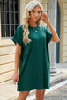 Round Neck Rolled Short Sleeve Tee Dress -BazaarBey - www.shopbazaarbey.com