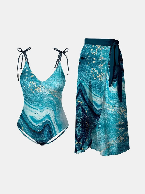 BazaarBey Printed Tie Shoulder wear and Skirt  Set 